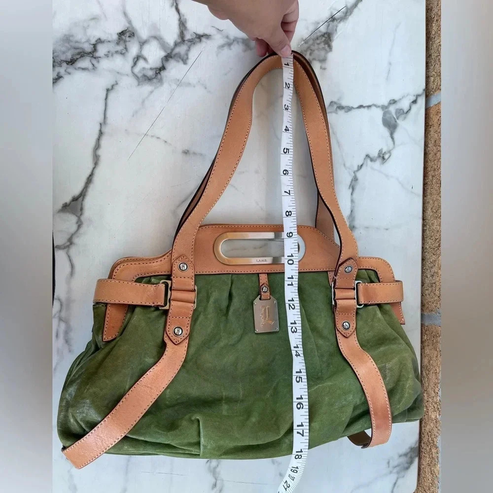 L.A.M.B buttery soft green leather shoulder bag - Picture 10 of 17